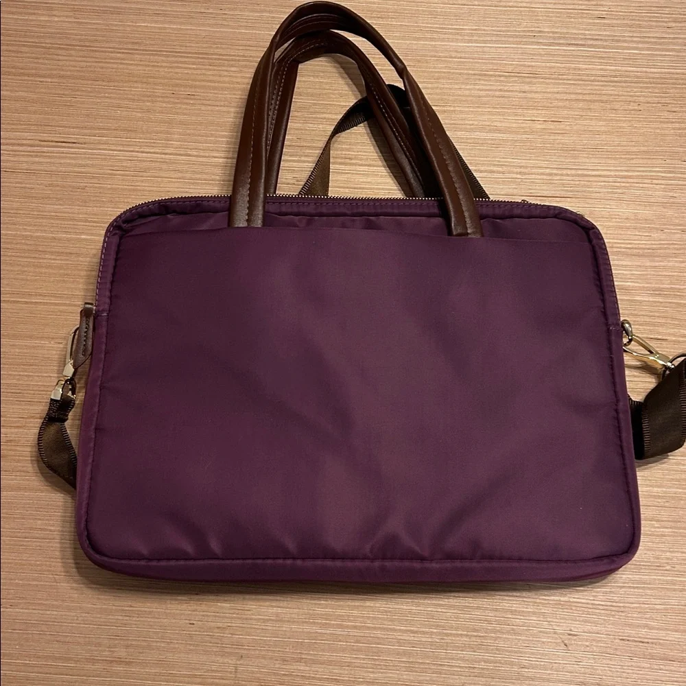 Purple Plum and Brown Laptop-Tablet-File Bag. - Picture 3 of 8